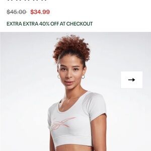 Reebok White and Red Crop Top
